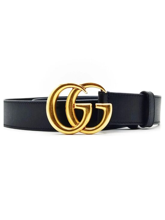 Authentic Gucci GG Marmont Belt Black Leather Gold Double G Buckle Luxury Deal main image 7